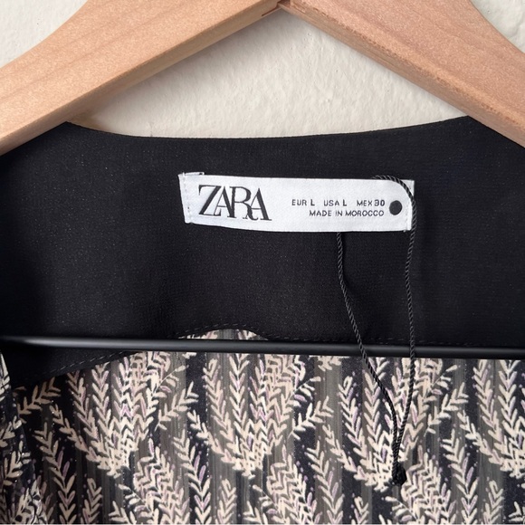 Zara Women Gray/Black Knotted Metallic Thread Mini Dress Size Large Long Sleeve - Picture 10 of 11